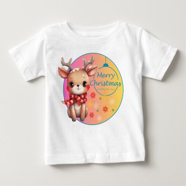Camiseta Para Bebê Reindeer Joy: O Teto de Natal Perfeito (Frente)