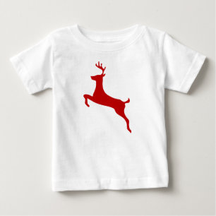 Camiseta Para Bebê Reindeer Jump Christmas Red Silhouter Hat