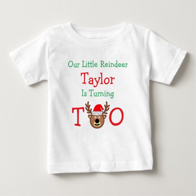 Camiseta Para Bebê Reindeer segundo aniversário (Frente)