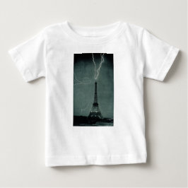 Camiseta Para Bebê Relâmpago em choque com a Torre Eiffel