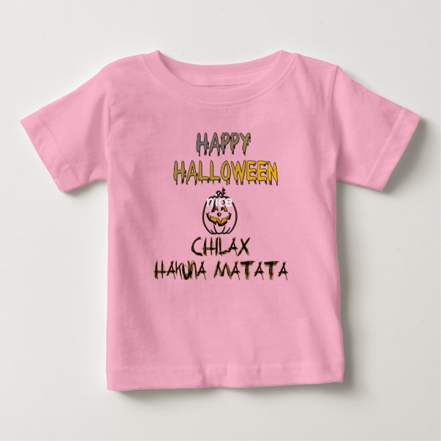 Camiseta Para Bebê Relaxe a Coleção Feliz de Halloween (Frente)