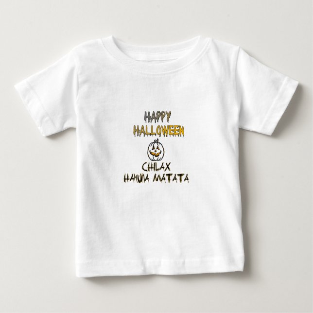 Camiseta Para Bebê Relaxe a Coleção Feliz de Halloween (Frente)