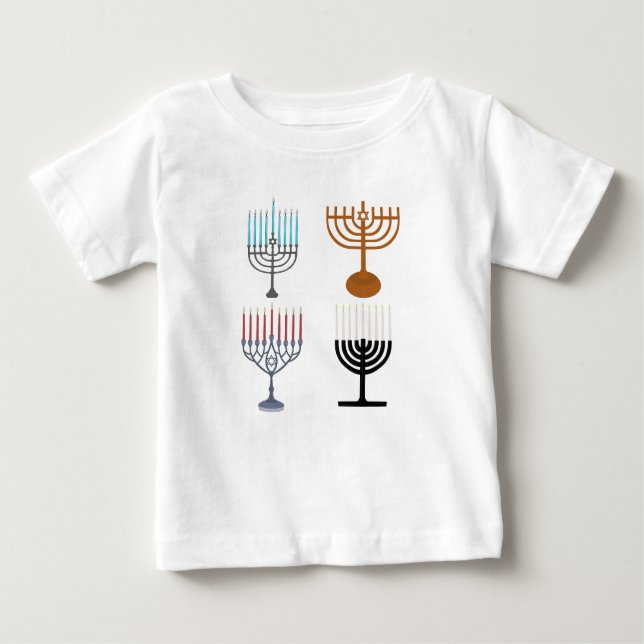 Camiseta Para Bebê Religião Judaica Hanukkah (Frente)