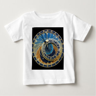 Camiseta Para Bebê Relógio Astronômico - Praga Orloj