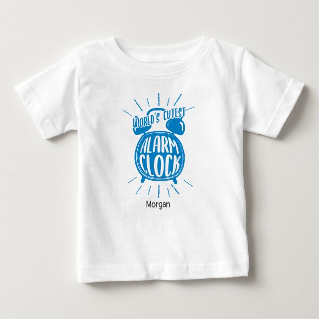 Camiseta Para Bebê Relógio de Alarme mais Corajoso do Mundo desenhado (Frente)