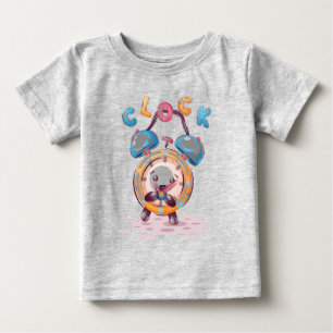 Camiseta Para Bebê Relógio de Cartoons   Camisa-bebê