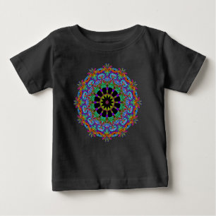 Camiseta Para Bebê Relógio de Mandala Pintado à Mão 24