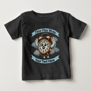 Camiseta Para Bebê Relógio de Voo Personalizável "Quando"