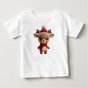 Camiseta Para Bebê Rena Crochê Adorável
