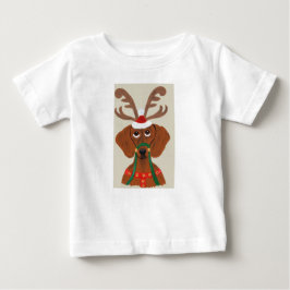 Camiseta Para Bebê Rena de Dachshund