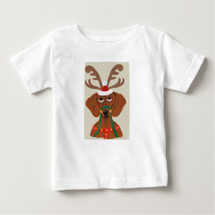 Camiseta Para Bebê Rena de Dachshund