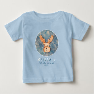 Camiseta Para Bebê Rena Fofa Rena Natal Do Primeiro Bebê