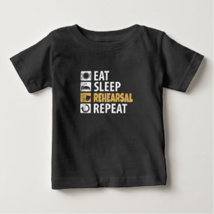 Camiseta Para Bebê Repetição do ensaio de sono - Atuação de aspas de 