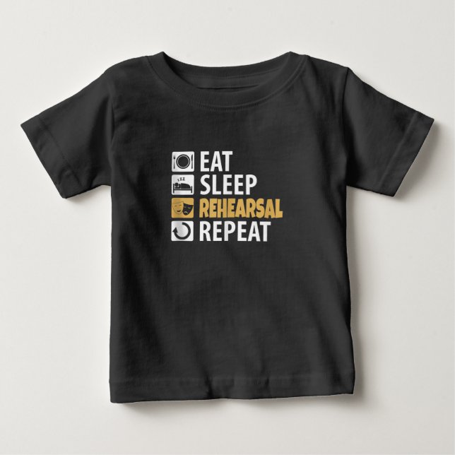 Camiseta Para Bebê Repetição do ensaio de sono - Atuação de aspas de  (Frente)