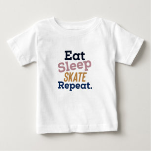 Camiseta Para Bebê Repetir o skate de sono