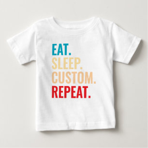 Camiseta Para Bebê Reproduzir Texto Personalizado de Repetição Person