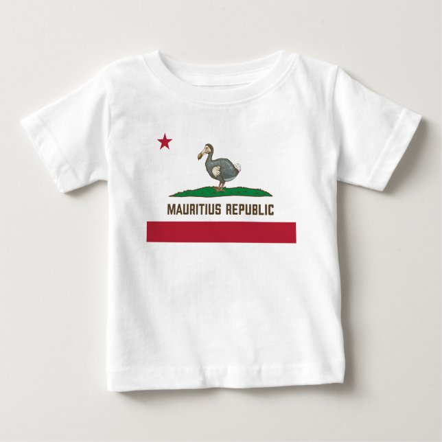 Camiseta Para Bebê República Maurícia, Califórnia, Bandeira Dodo (Frente)