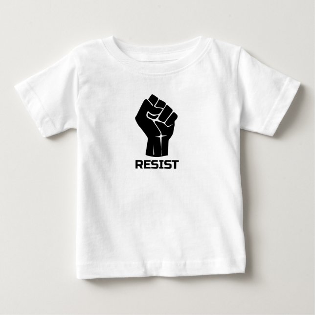 Camiseta Para Bebê Resistir com punho - em preto (Frente)