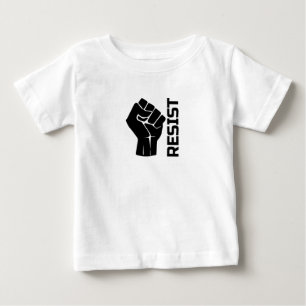 Camiseta Para Bebê Resistir com punho - em preto 0002