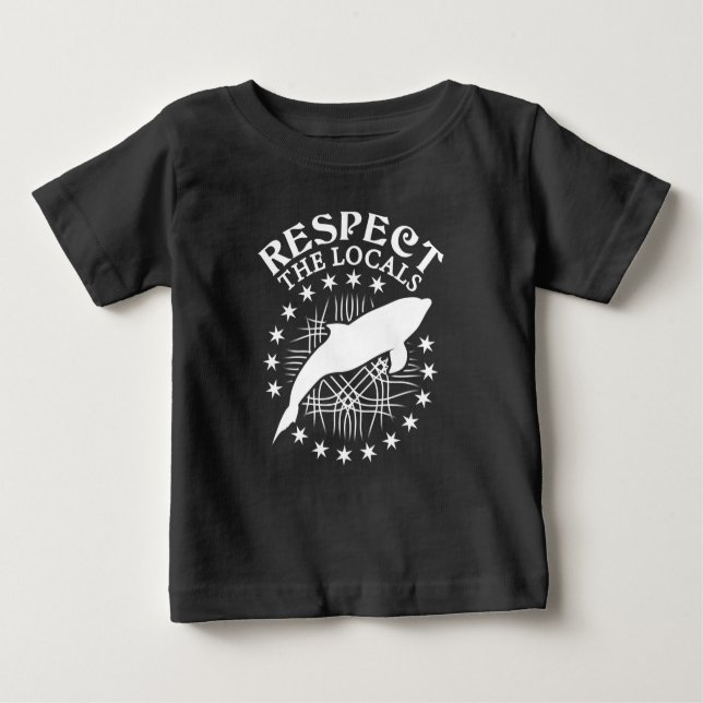 Camiseta Para Bebê Respeite A Citação Local - Golfinho Lover (Frente)