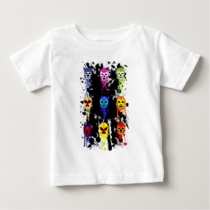 Camiseta Para Bebê Respingo mexicano da pintura da luta da máscara d