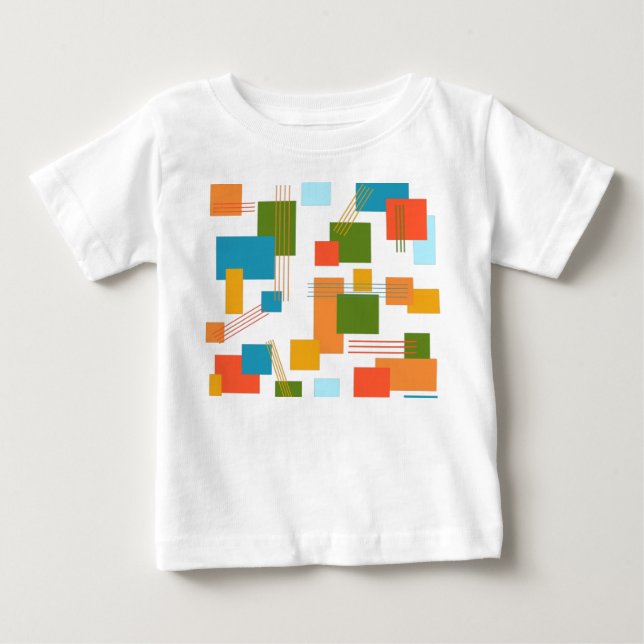 Camiseta Para Bebê Retângulos e linhas abstrato (Frente)