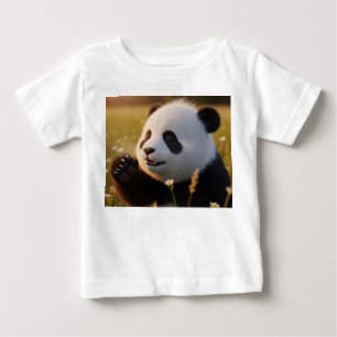 Camiseta Para Bebê Retrato Adorável de um Bebê Panda em 3D Espirrando