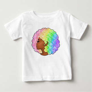 Camiseta Para Bebê Retrato Afro Arco-íris Pastel Groovy Curly Retro 