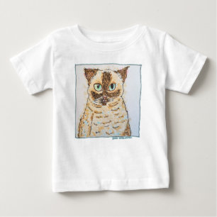 Camiseta Para Bebê Retrato Colorido e Excêntrico de Gato
