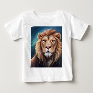 Camiseta Para Bebê Retrato de Arte Digital Lion