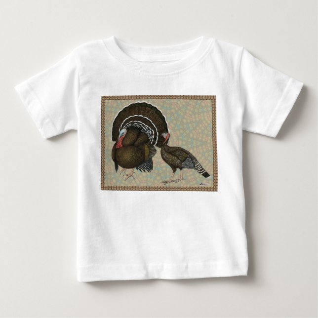 Camiseta Para Bebê Retrato de Bronze Padrão para Perus (Frente)