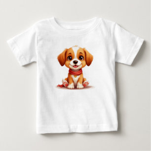 Camiseta Para Bebê Retrato de Cachorrinho Fofo Para Amantes de Cachor