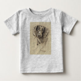 Camiseta Para Bebê Retrato de Dachshund