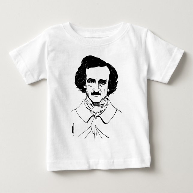 Camiseta Para Bebê Retrato de Edgar Allan Poe (Frente)