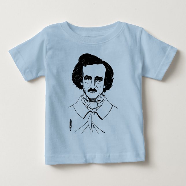Camiseta Para Bebê Retrato de Edgar Allan Poe (Frente)