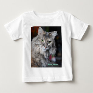 Camiseta Para Bebê Retrato de Gato Meow