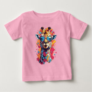 Camiseta Para Bebê Retrato de Girafa em Estilo Grafite-58567