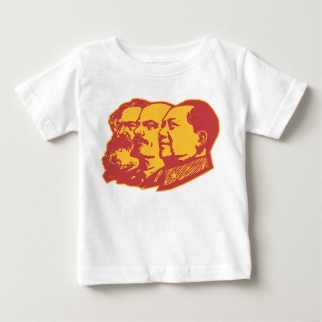 Camiseta Para Bebê Retrato de Marx Lenin Mao (Frente)