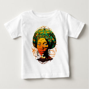 Camiseta Para Bebê Retrato de Mulher Africana com Pôr do Sol
