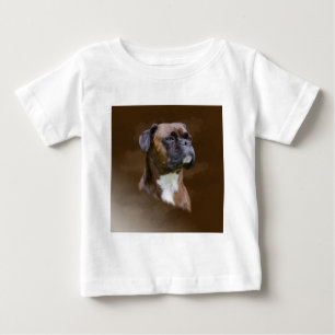 Camiseta Para Bebê Retrato de pintura a óleo de cachorro boxer