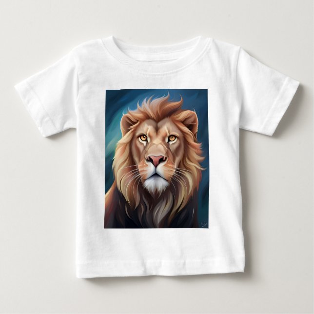 Camiseta Para Bebê Retrato digital leão-56556 (Frente)