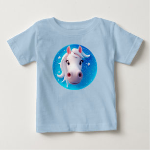 Camiseta Para Bebê Retrato Encantador de Cavalo de Desenho Animado co