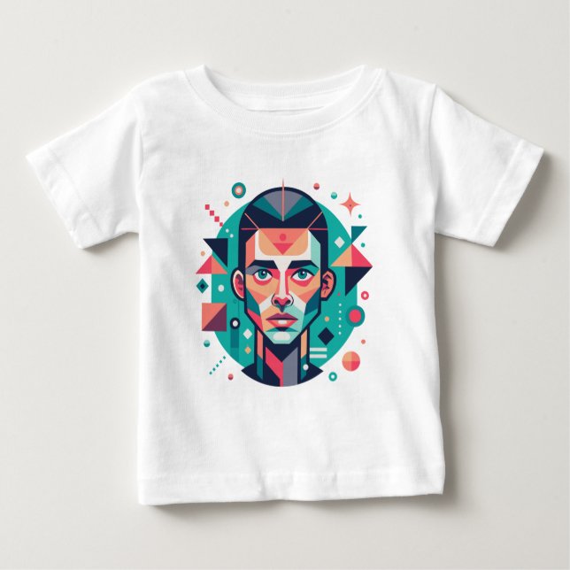 Camiseta Para Bebê Retrato Geométrico (Frente)