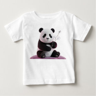 Camiseta Para Bebê Retrato Hiper-Realista de um Bebê Panda em 3D