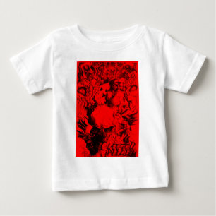 Camiseta Para Bebê Retratos de músicos pop em cores vermelhas vibrant