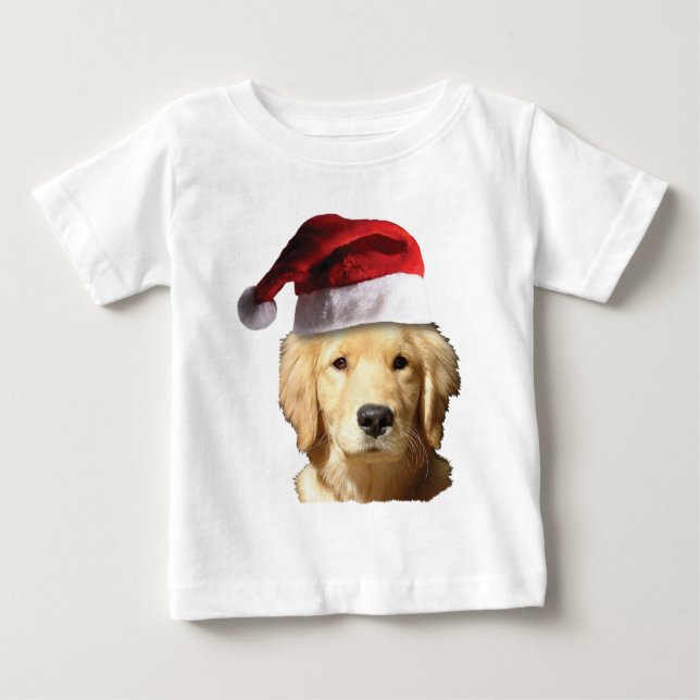 Camiseta Para Bebê Retriever Ouro de Natal (Frente)