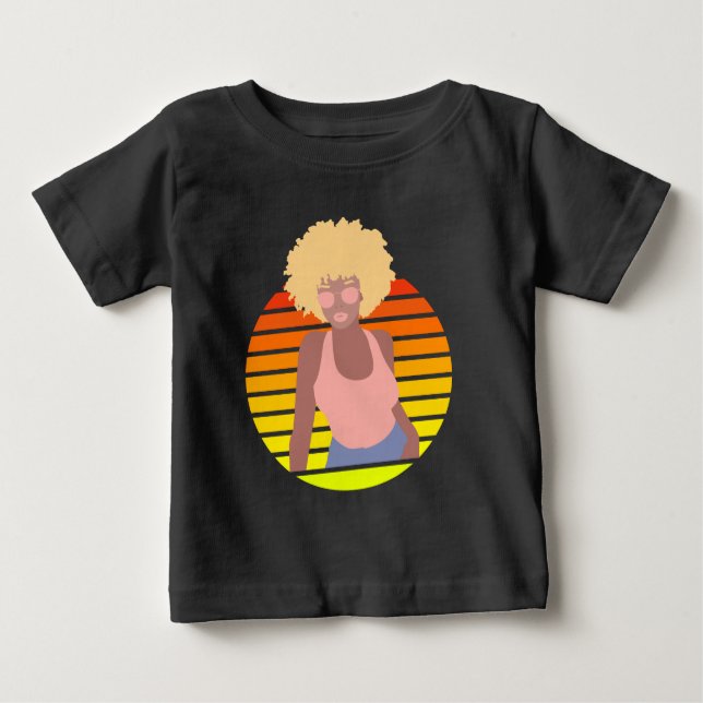 CAMISETA PARA BEBÊ RETRO AFRO QUEEN - QUEEN AFRO-AMERICANA (Frente)