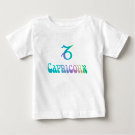 Camiseta Para Bebê Retro Arco-Íris - Símbolo Zodiac Capricórnio