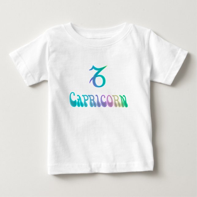 Camiseta Para Bebê Retro Arco-Íris - Símbolo Zodiac Capricórnio (Frente)