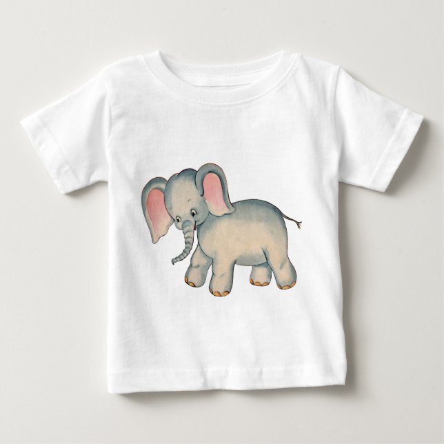 Camiseta Para Bebê Retro Baby Elephant Baby Romper (Frente)
